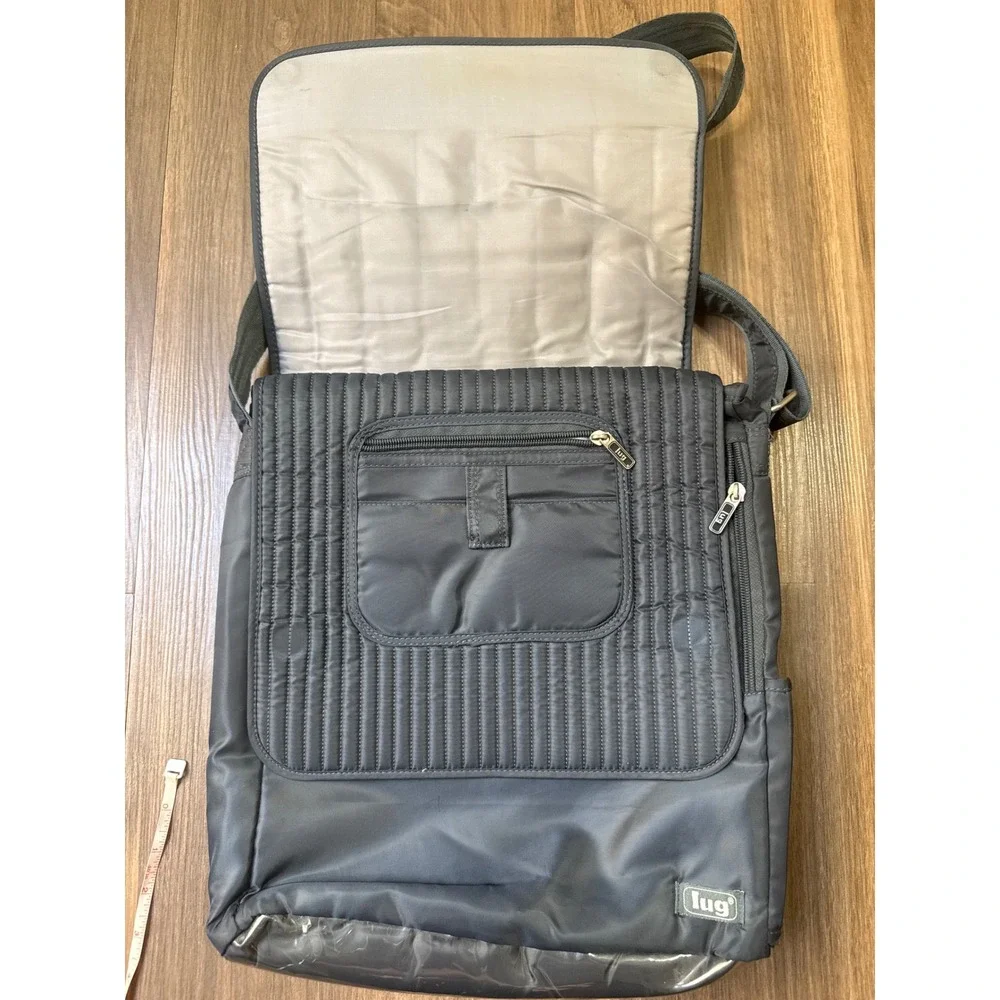 Lug Gray Crossbody Bag Messenger Bag Grey Quilted Nylon Travel Utility
